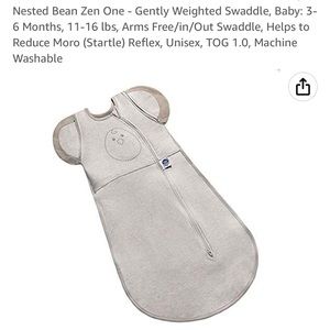 Nested bean zen one size small weighted transition swaddle sleep sack tan color